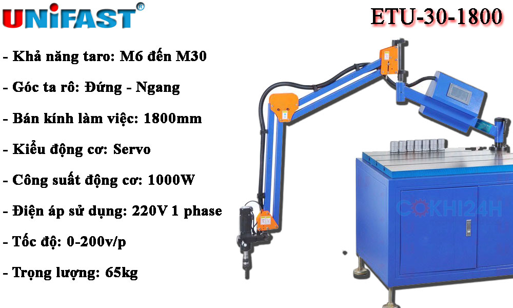 Máy taro cần dùng điện M30 đầu xoay 90 độ Unifast ETU-30-1350